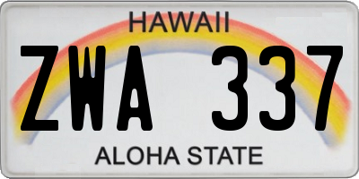 HI license plate ZWA337