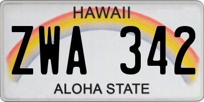HI license plate ZWA342