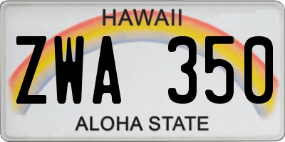 HI license plate ZWA350