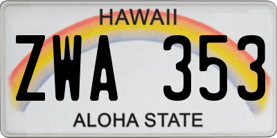HI license plate ZWA353