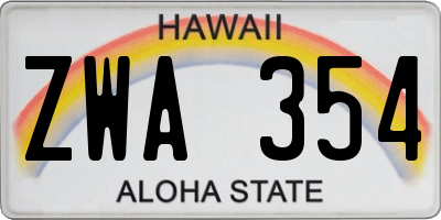 HI license plate ZWA354
