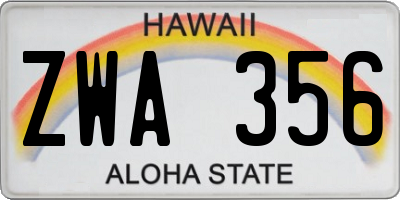 HI license plate ZWA356