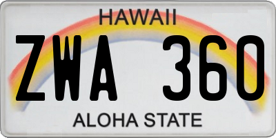 HI license plate ZWA360