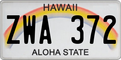 HI license plate ZWA372