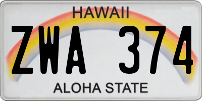 HI license plate ZWA374
