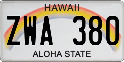 HI license plate ZWA380