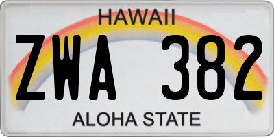 HI license plate ZWA382