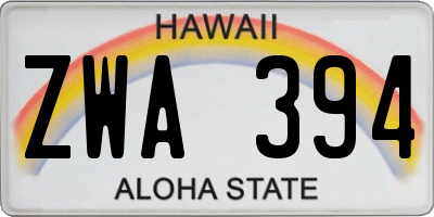 HI license plate ZWA394
