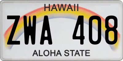 HI license plate ZWA408