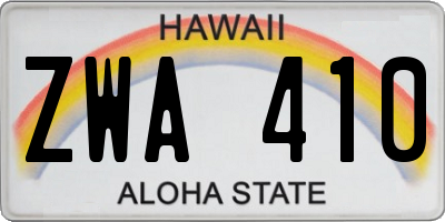 HI license plate ZWA410