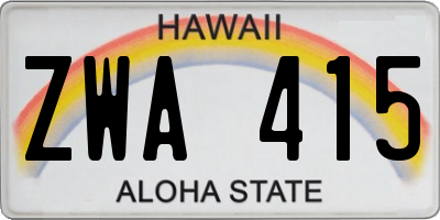 HI license plate ZWA415
