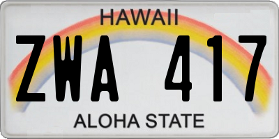 HI license plate ZWA417