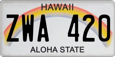 HI license plate ZWA420