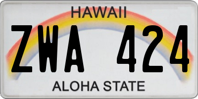 HI license plate ZWA424