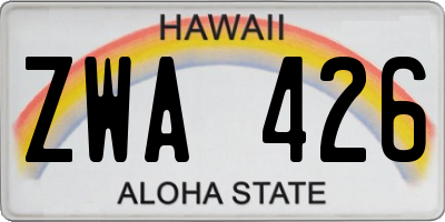 HI license plate ZWA426