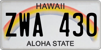 HI license plate ZWA430