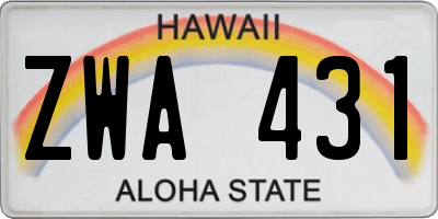 HI license plate ZWA431