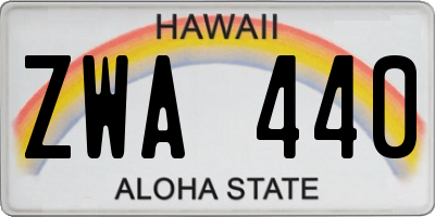 HI license plate ZWA440
