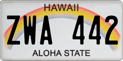 HI license plate ZWA442