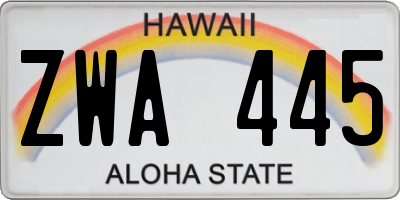 HI license plate ZWA445