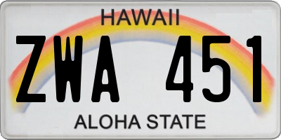 HI license plate ZWA451