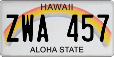 HI license plate ZWA457