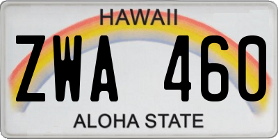 HI license plate ZWA460