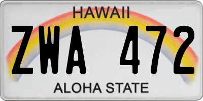 HI license plate ZWA472