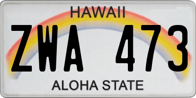 HI license plate ZWA473