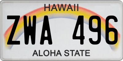 HI license plate ZWA496