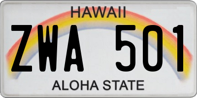 HI license plate ZWA501