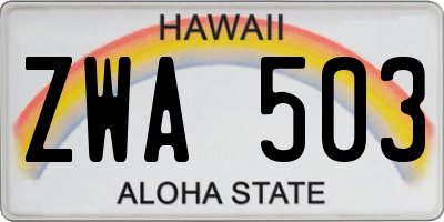 HI license plate ZWA503