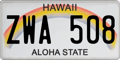 HI license plate ZWA508