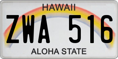 HI license plate ZWA516
