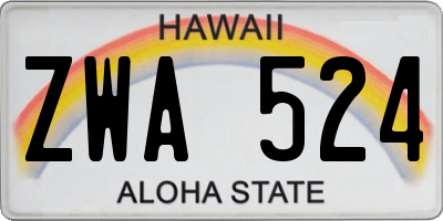 HI license plate ZWA524