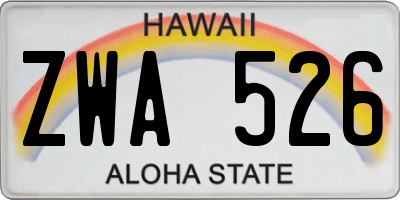 HI license plate ZWA526