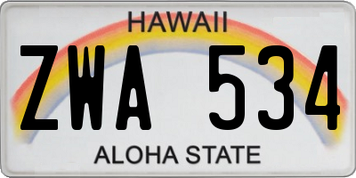 HI license plate ZWA534