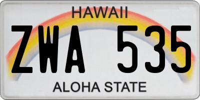 HI license plate ZWA535