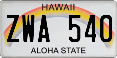 HI license plate ZWA540