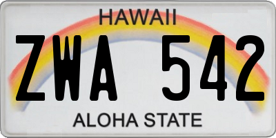 HI license plate ZWA542