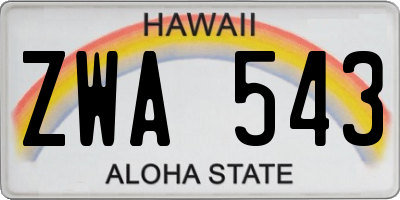 HI license plate ZWA543