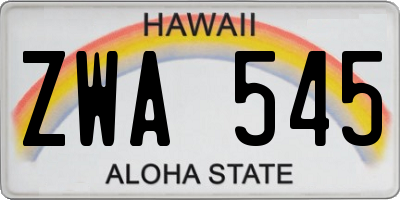 HI license plate ZWA545
