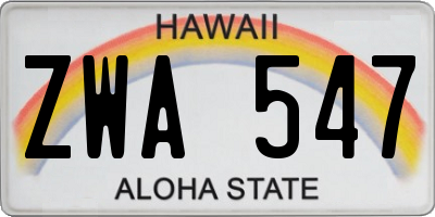 HI license plate ZWA547