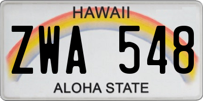 HI license plate ZWA548