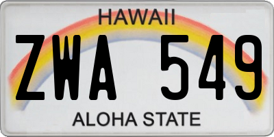 HI license plate ZWA549