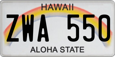 HI license plate ZWA550