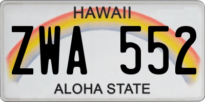 HI license plate ZWA552