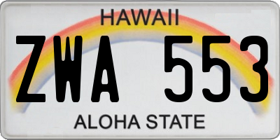 HI license plate ZWA553