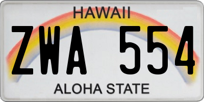 HI license plate ZWA554