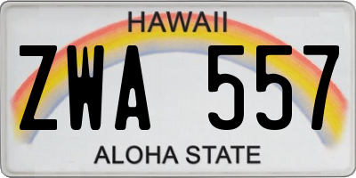 HI license plate ZWA557